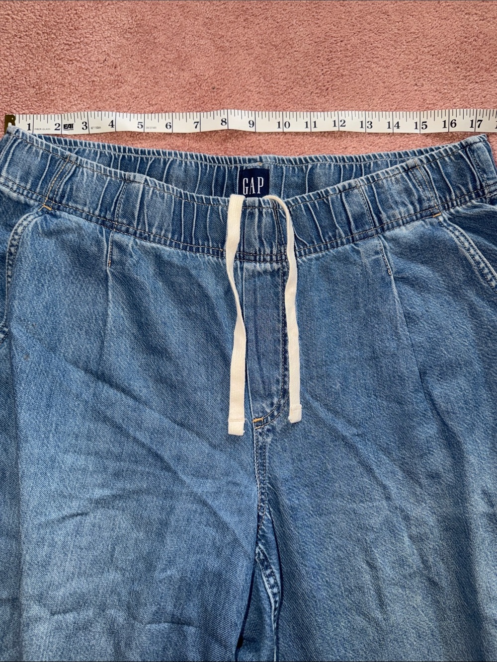 GAP Wide-Leg Drawstring Jeans in Medium Blue Denim - Picture 5 of 7